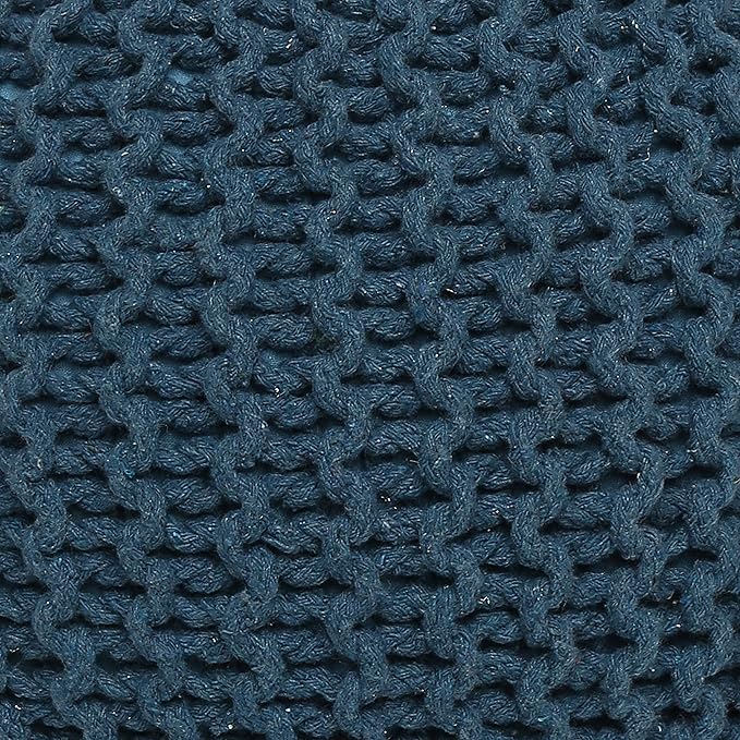 REDEARTH Round Pouf Bean Bag Ottoman - Foot Stool Hand Knitted - Home Decor Pouffe Stuffed - Cable Boho Poof Beanbag Footrest for Living Room - Nursery - Bedroom - Patio (19.5"x19.5"x14") - Teal