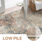 GENIMO Washable Area Rugs for Living Room, 9x12 Modern Non Slip Rugs, Low Pile Lightweight Soft Print Rug for Bedroom, Dining Room, Home Office, Multi