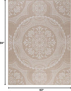 Medallion Outdoor Rug 5x7 Washable Outside Carpet for Indoor Patio Porch Waterproof Easy Cleaning Non Shedding Area Rugs Beige 5 x 7