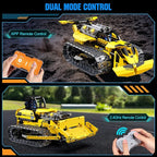 zinat 3 in 1 STEM Remote Control Bulldozer Building Set, DIY Engineering Construction Kit with APP & Remote, Educational Robot Blocks Toy, Birthday for Kids Teens Adults - 452 Pcs