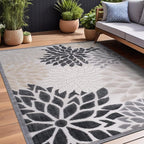 Beverly Rug Outdoor Rug 6x9 Modern Floral Tropical Area Rugs for Indoor and Outdoor Patio Easy to Clean Non Shedding Living Room Porch Garden Washable Outside Carpet (6 x 9 Beige)