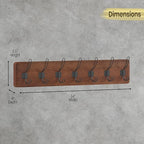 HBCY Creations Rustic Brown Solid Wood Wall Mounted Coat Rack with Shelf, 7 Hooks, 34" Long - Kitchen, Mudroom, Entryway, Bathroom - Includes Mounting Hardware, Coat Hanger, Dog Leash Hooks