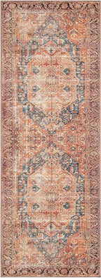 Keen Home Design 2x12 Rug - Machine Washable Runner Rug with Non-Slip Backing, Ideal for Hallway, Entryway, Kitchen, Laundry Room - Vintage, Easy Clean, Durable, Low Pile - (2'6" x 12')