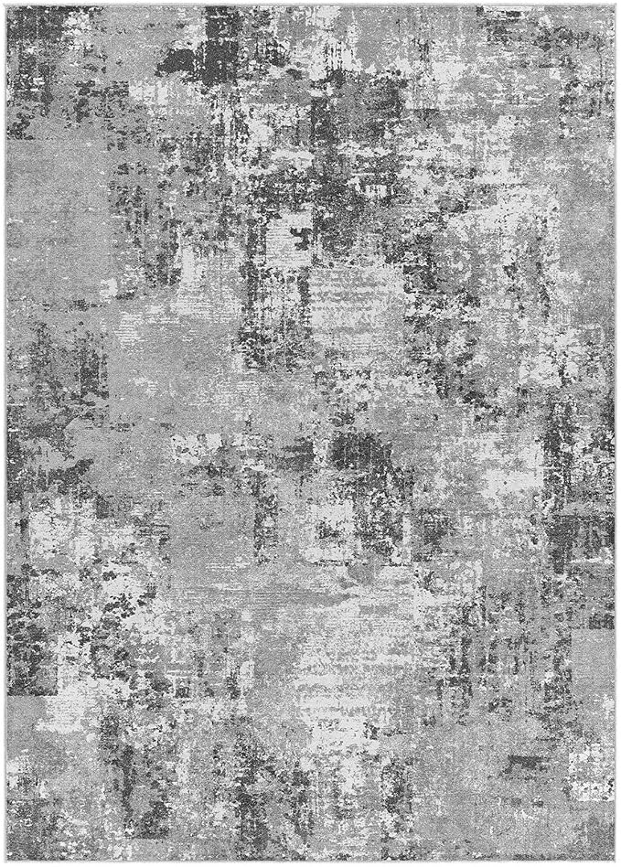 Tortania Washable 3x5 Area Rug - Modern Abstract Neutral Rugs Indoor Soft Thin Mat Non Slip Carpet for Entrance Front Door Living Room Bedroom Home Floor Decoration - Grey