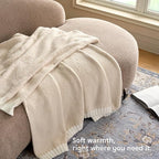 Joiedomi Twin Blanket for Couch Bed Sofa, Beige Knitted Blankets Gifts for Women Mom Girls, Cozy Cute Soft Throw Home Room Decor Aesthetic for Women Mothers Birthday Gifts 60x80 Inches