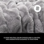 Mon Chateau 60" x 70" Faux Fur Throw Blanket - Reversible Soft Blanket for Queen-Size Bed, Couch, or Sofa, Cozy Home Decor and Stylish Living Room Comfort in Grey
