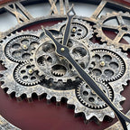 HOIBAI Farmhouse Vintage Industrial Oversized Wall Clock - 24 in (60cm) Moving Gear Wall Clock for Living Room Decor