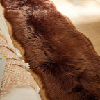 AMTOVO Faux Sheepskin Rug, Coffee Ultra Soft Fluffy Shag Area Rug, 2 x 6 ft Faux Fur Rug for Bedroom Sofa Throw Cushion Room Decor, Sheepskin