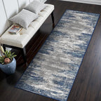 GENIMO Runners for Hallways，2x6 Washable Runner Rug Non-Slip, Long Runner Rugs with Rubber Backing, Low Pile Lightweight Rugs for Kitchen, Bedroom, Bathroom, Entryway, Blue Ivory