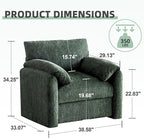 Chenille Oversized Armchair, 38.6" Wide Accent Chairs for Living Room & Bedroom Modern Lounge Chair, Upholstered Mid-Century Reading Chair, Comfy Living Room Chair, Single Sofa Chair, Green