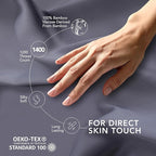 EPITEX Solid 3 Pcs Twin Sheet Set - Viscose Derived from Bamboo, 1400 Thread Count, Silky Soft and Luxurious Hotel Bedding, Breathable Bed Sheets for Hot Sleeper, Deep Pocket Up to 16'', Charcoal