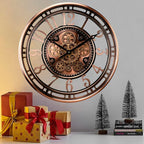 CLXEAST 21 Inch Moving Gear Wall Clock for Modern Farmhouse Living Room Decor,Large Industrial Steampunk Wall Clock for Home Office,Metal Copper Finished,House Warming Gifts New Home