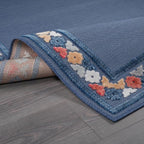 Beverly Rug Outdoor Rug 6x9 Modern Bordered Area Rugs for Indoor and Outdoor Patio Easy to Clean Non Shedding Living Room Porch Garden Washable Outside Carpet (6 x 9 Blue)