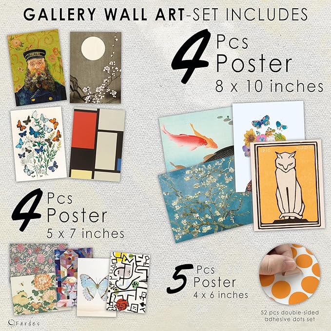 Fardes Eclectic Home Decor, Maximalist Wall Decor for Bedroom, 13 pcs of Eclectic Room Decor Aesthetic Pictures, Maximalist Wall Prints for Dorm Decor