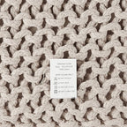 REDEARTH Square Pouf Ottoman Foot Stool - Hand Knitted Bean Bag - Cord Boho Pouffe - Accent Poof for Living Room - Nursery - Bedroom - Kids Bedroom - Patio - 100% Cotton (16" x 16" x 16") - Ivory