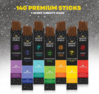 Mecka Sacred Chakra Incense Sticks Gift Set | 140 Insence-Sticks for Yoga, Aromatherapy and Relaxation | 7 Unique Aligning Scents for Meditation and Good Vibes | Premium Slow Burn Natural Insenses