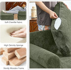 35.82” Accent Chair with Ottoman Upholstered Living Room Chairs for Reading Chair with Chaise Lounge Chairs Indoor, Comfortable Armchair for Bedroom (Green, 35.82")