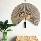 Fan Wall Decor, Japanese Giant Fan, Large Bamboo Fan Wall Art For Boho Hanging Headboard, Decorative Folding Fans For Over Bed, Asia Trending (Gray 48inch)
