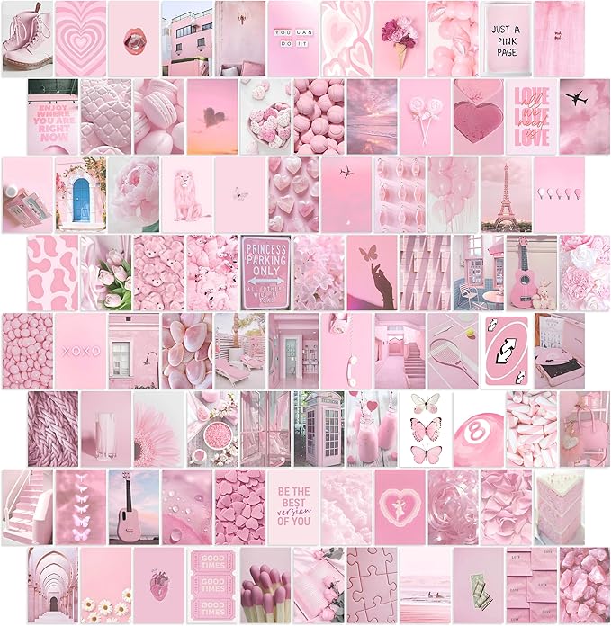 Y2K BOO Soft Rose Pink Aesthetic Wall Collage Kit – 100 Dreamy & Romantic Photos, 4"x6" Prints for Teen Girls Dorm Room Decor, Soft Rose Color Softscape Moments, Ideal Gift for Birthday & Graduation