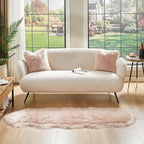AMTOVO Faux Sheepskin Rug, Pink Ultra Soft Fluffy Shag Area Rug, 2 x 6 ft Faux Fur Rug for Bedroom Sofa Throw Cushion Room Decor, Sheepskin