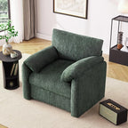 Chenille Oversized Armchair, 38.6" Wide Accent Chairs for Living Room & Bedroom Modern Lounge Chair, Upholstered Mid-Century Reading Chair, Comfy Living Room Chair, Single Sofa Chair, Green