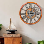 Large Wall Clock, Clocks for Living Room Decor Oversized 30 Inch Wall Decor Farmhouse Vintage Rustic Industrial Roman Big Chic Home Decor Wall Clock for House Bedroom Office, Moving Gears Clock