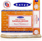 Satya Sandalwood Incense Sticks 180 gm (15GM X 12 Pack) from Satya Sai Baba Nag Champa and Raajsee Incense Sticks Holder Bundle, Free from Chemicals,Natural Insenses