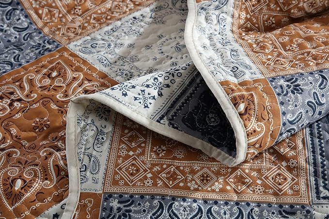 Travan 3-Piece King Quilt Sets Patchwork Bedspreads with Shams Microfiber Lightweight Reversible Oversized Bedding Coverlet Set, King Size