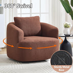 Swivel Accent Chair,360° Rotating Barrel Chair,Teddy Fleece High-Resilience Sponge Single Sofa, Easy Assembly for Living Room, Bedroom, Apartment Brown