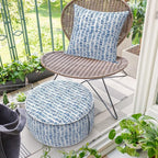 Inflatable Ottoman Stool D21 xH9 for Outdoor/Indoor Use, Water Repellent Patio Foot Rest Stool with Portable Handle,Round Pouf Ottoman Suitable for Garden,Deck and Camping - Pebble Blue