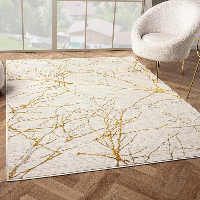 LUXE WEAVERS Sunset Collection 372 Gold 4x5 Modern Abstract Area Rug