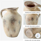 Vintage Farmhouse Pottery Vase, 9.7 inch Handcrafted Decorative Ceramic Vase for Home, Dining Table, Bathroom, or Bookshelf Accents