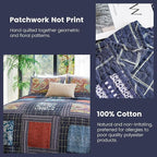 Secgo California King Quilt Size - 100% Cotton Oversized California Comforter Set Bedding Sets (120 * 110 Inch) with 2 Pillow Shams, Patchwork Reversible Lightweight Bedspread