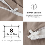 Bedsure Duvet Cover Queen Size with Fitted Sheet - 4 Pieces Prewashed Cotton-Like Extra Soft Bedding Set, Includes 1 Duvet Cover 90x90 Inches with Zipper Closure, 2 Pillow Shams, 1 Fitted Sheet, Khaki