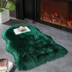 AMTOVO Faux Fur Rug, Dark Green Small Area Rug, Fluffy Sheepskin Rug, Fuzzy Ultra Soft 2 x 3 ft Shag Rugs for Bedroom Sofa Throw Cushion Room Decor, Sheepskin