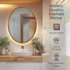 OVALCREST - Oval Wooden Beveled Wall Mirror for Home Decor, Bathroom, Vanity, Bedroom, Living Room, Hallway - London Style (Sunset Gold) 21.1 x 31.1