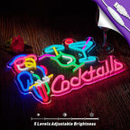 Parrot Cocktail Neon Sign for Wall Decor Bar LED Light Beer Wine Alcohol Man Cave Garage USB Powered Dimmable Art Signs