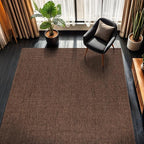 CAMILSON Easy Jute Rug 8x10, Indoor Outdoor Brown Color Fiber Area Rugs for Living Room Patio and Kitchen Rug, Solid Boho Woven Design, Easy-Cleaning, Washable Outside Carpet Alfombras (8 x 10)