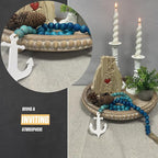 40" Handmade Farmhouse Bead Garland Wood with Tassel, Boho Chic Decorative String Beads Home Decor, Table Tiered Tray Country Wooden Accents