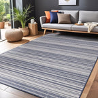 Stripe Outdoor Rug 5x7 Washable Outside Carpet for Indoor Patio Porch Waterproof Easy Cleaning Non Shedding Area Rugs Blue 5 x 7