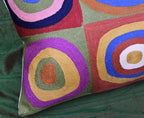 Lumbar Kandinsky Cushion Cover Farbstudie Quadrate Hand Embroidered Wool 13x21