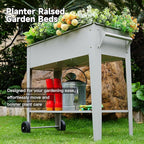 𝐑𝐚𝐢𝐬𝐞𝐝 𝐆𝐚𝐫𝐝𝐞𝐧 𝐁𝐞𝐝 𝐎𝐮𝐭𝐝𝐨𝐨𝐫 Elevate Herb Garden Planter Box Outdoor Raised Planter Box with Legs On Wheels for Vegetables Flower Tomato Patio Backyard