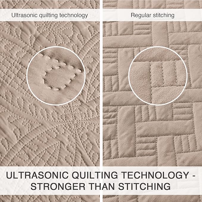 Love's cabin Quilts for Queen Bed Burlwood Bedspreads Bedding Set - Lightweight Bedspread Comforter - Coin Pattern Bedding Coverlet for All Season - 3 Pieces (1 Quilt, 2 Pillow Shams)