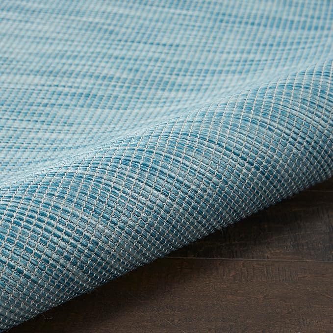 Nourison Positano Indoor-Outdoor Aqua 9' x 12' Area Rug, Easy Cleaning, Non Shedding, Bed Room, Living Room, Dining Room, Backyard, Deck, Patio (9x12)