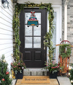 Interchangeable Welcome Sign for Front Door Blue Farmhouse Truck Decor Hanging Sign with 11 Interchangeable Seasonal and Holiday Decor Signs 12x14 in. (Blue Farmhouse Truck)