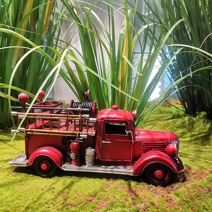 Vintage Diecast Mack Fire Truck - Retro Metal Fire Engine, Miniature Vehicles for Home Decor