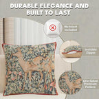 Charlotte Home Furnishings Decorative Tapestry Pillow Cover 14x14 in, Green Two Does Couch Throw Pillow Cover, French Country Square Cushion Cases for Bed Room Home Decor, Soft Cotton Jacquard Woven