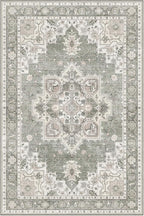 GENIMO 8x10 Area Rugs for Living Room, Machine Washable Non Slip Vintage Rugs, Low Pile Lightweight Chenille Print Rug for Bedroom, Dining Room, Home Office, Moonlight