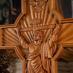 BGCOPPER Crucifix Wall Cross Handmade Wooden Cross for Wall with Hook, INRI Jesus Cross Wll Decor for Church Home Room Christmas Gifts