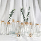 Flowers Vases Set of 10, Small Clear Glass Vases with Rope Design and Differing Unique Shapes Flower Vase for Home Holiday Decoration